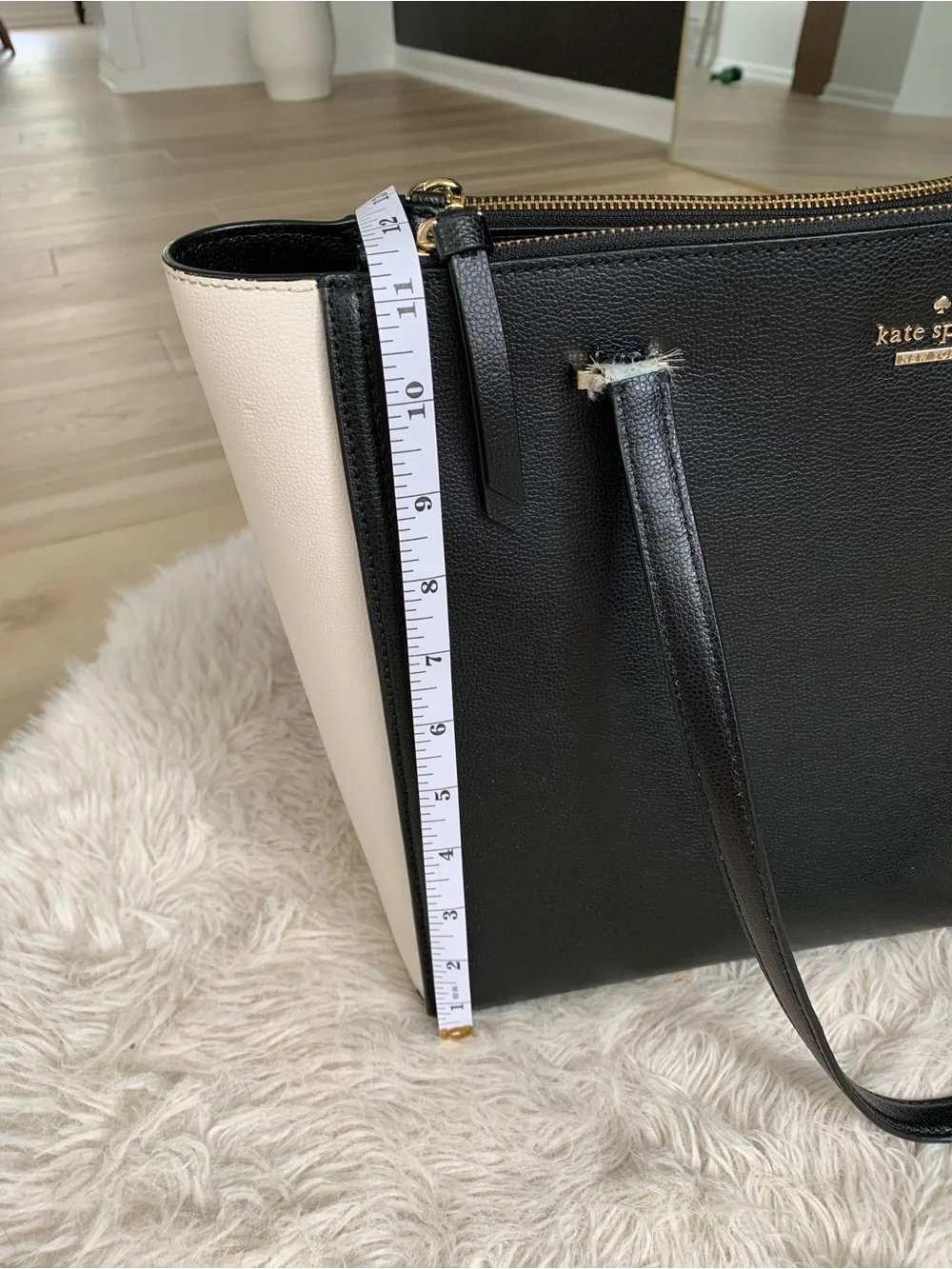 Kate Spade Black and White Leather Tote with Gold Hardware